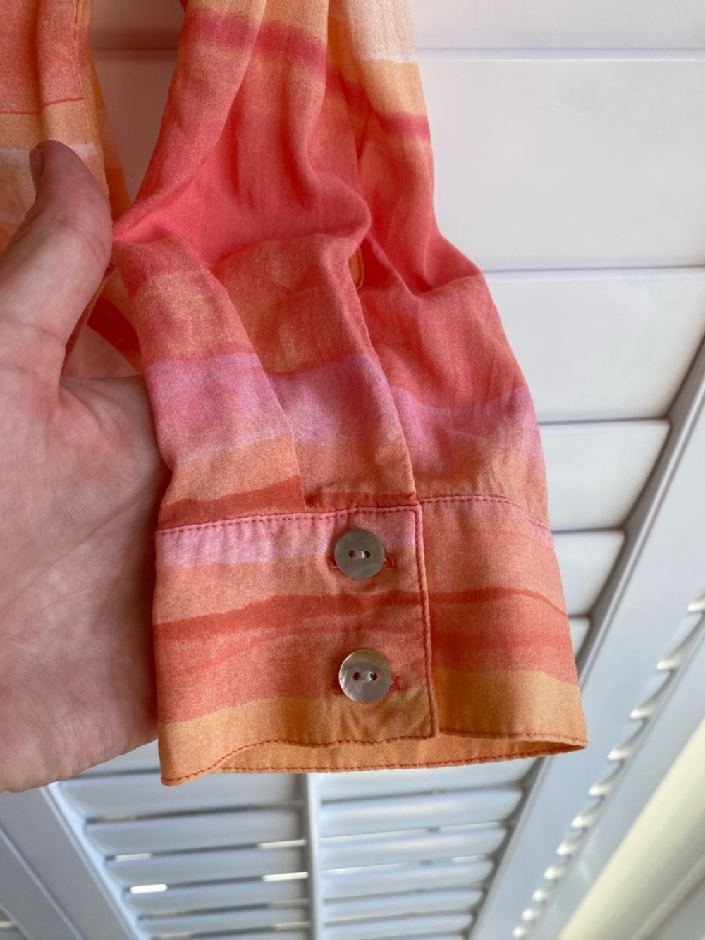 Cloth & Stone Orange Sunset Striped Button Down Blouse Size Large - Picture 7 of 7